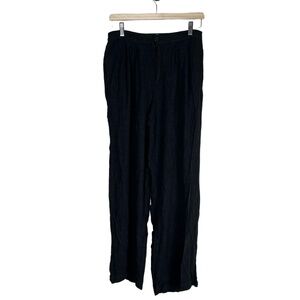 Thread & Supply Pants Womens Small Black Wide Leg Linen Blend Minimalist Relaxed
